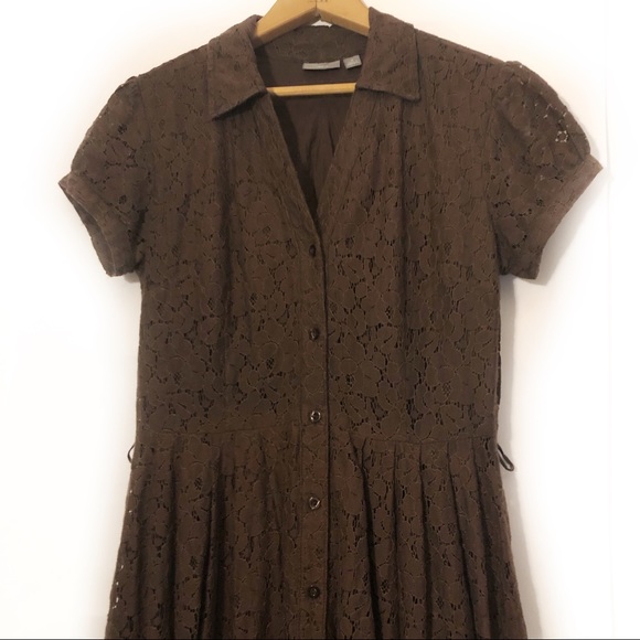 Apt. 9 Floral Lace Button-up Midi Dress Brown - Picture 3 of 8
